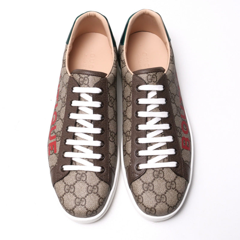 GUCCI sneakers 623236 leather Brown mens 9 Used Authentic