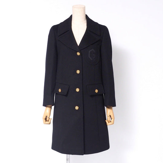 GUCCI coat 657054 wool Black/Gold button Women 36 Used Authentic