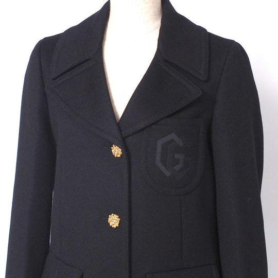 GUCCI coat 657054 wool Black/Gold button Women 36 Used Authentic