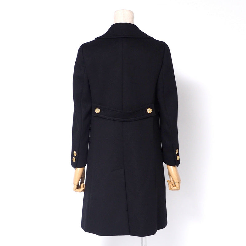 GUCCI coat 657054 wool Black/Gold button Women 36 Used Authentic
