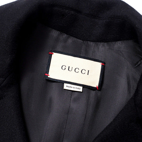 GUCCI coat 657054 wool Black/Gold button Women 36 Used Authentic