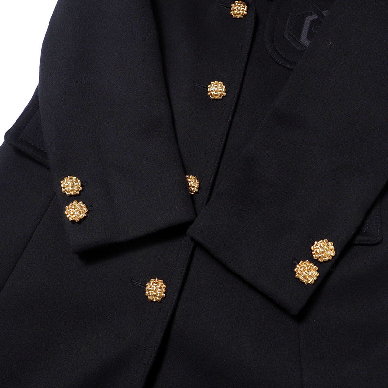 GUCCI coat 657054 wool Black/Gold button Women 36 Used Authentic