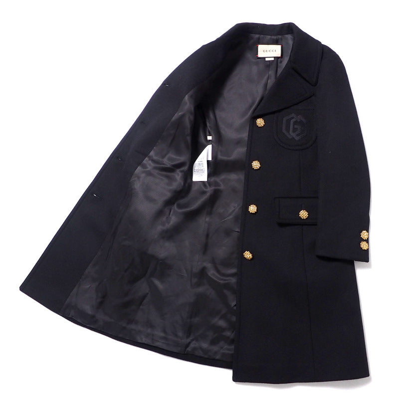 GUCCI coat 657054 wool Black/Gold button Women 36 Used Authentic