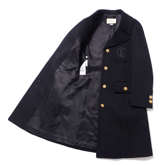 GUCCI coat 657054 wool Black/Gold button Women 36 Used Authentic