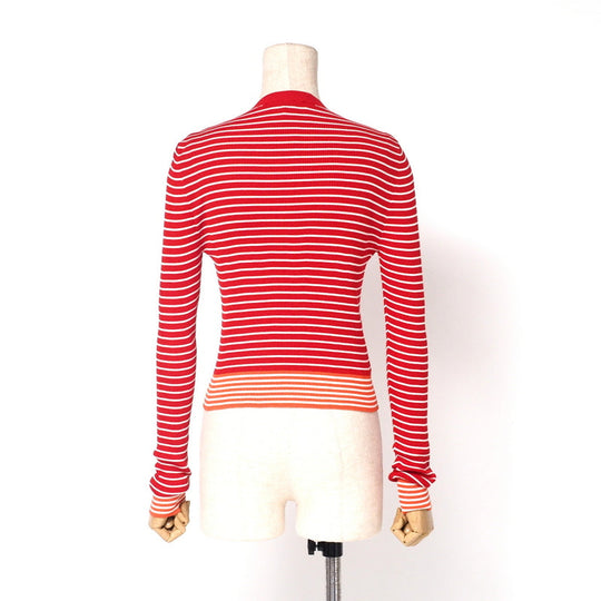 PRADA knit P24S1D silk Red x white Women 42 Used Authentic