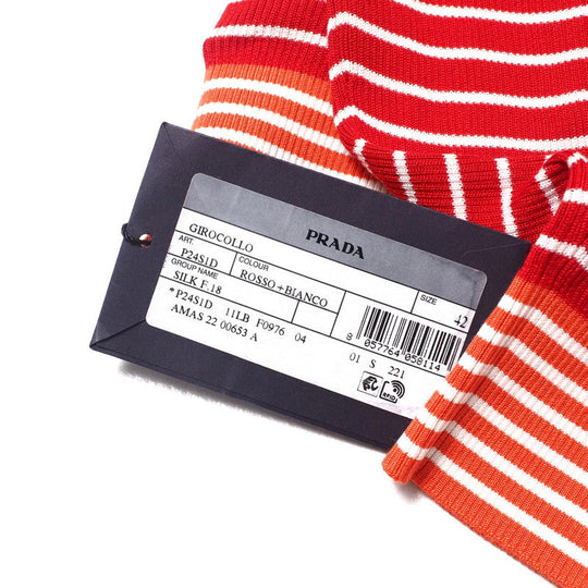 PRADA knit P24S1D silk Red x white Women 42 Used Authentic