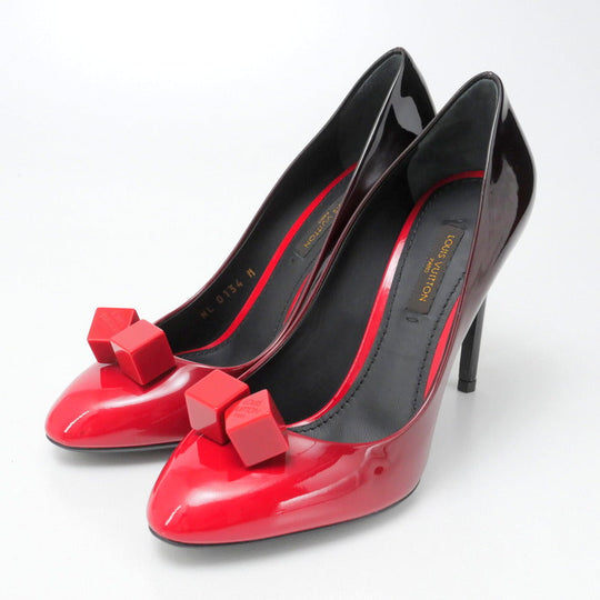 LOUIS VUITTON pumps NL0134 Patent leather Black / red Women 36 1/2 Used Authentic