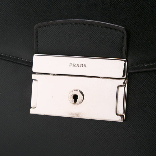 PRADA Briefcase VR0006 Calf leather (Saffiano leather) black Business bag Safiano mens Used Authentic