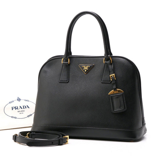 PRADA Handbag BN2558 leather black Safiano Women Used Authentic