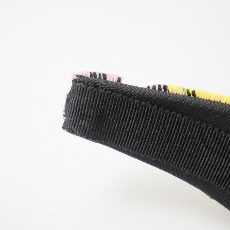PRADA hair accessory Velor multicolor Hairband with triangle logo Headband Check Pattern Women Used Authentic