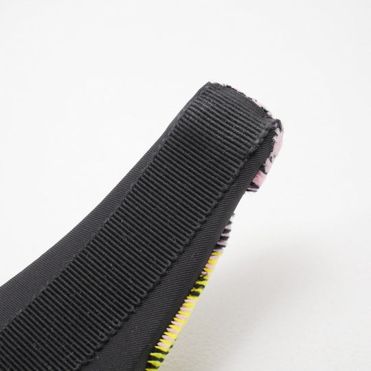 PRADA hair accessory Velor multicolor Hairband with triangle logo Headband Check Pattern Women Used Authentic