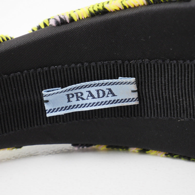 PRADA hair accessory Velor multicolor Hairband with triangle logo Headband Check Pattern Women Used Authentic