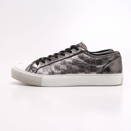 LOUIS VUITTON sneakers Genuine Leather Silver Tenis Tattoo mens 8 Used Authentic