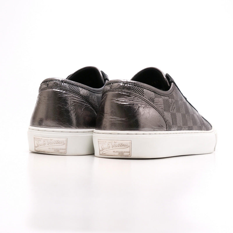 LOUIS VUITTON sneakers Genuine Leather Silver Tenis Tattoo mens 8 Used Authentic