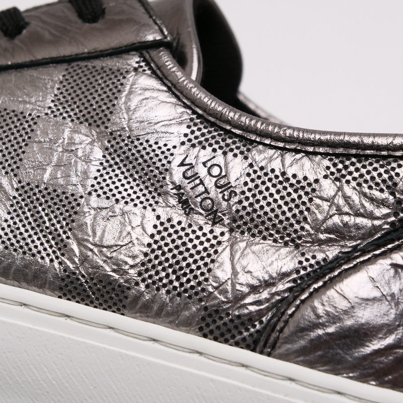 LOUIS VUITTON sneakers Genuine Leather Silver Tenis Tattoo mens 8 Used Authentic