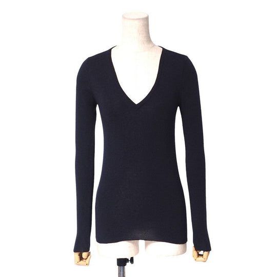 PRADA sweater P24621 1AGE knit Navy Women 40 Used Authentic
