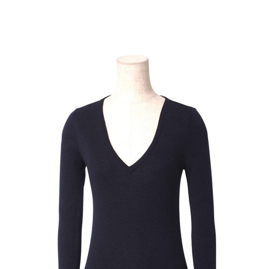 PRADA sweater P24621 1AGE knit Navy Women 40 Used Authentic