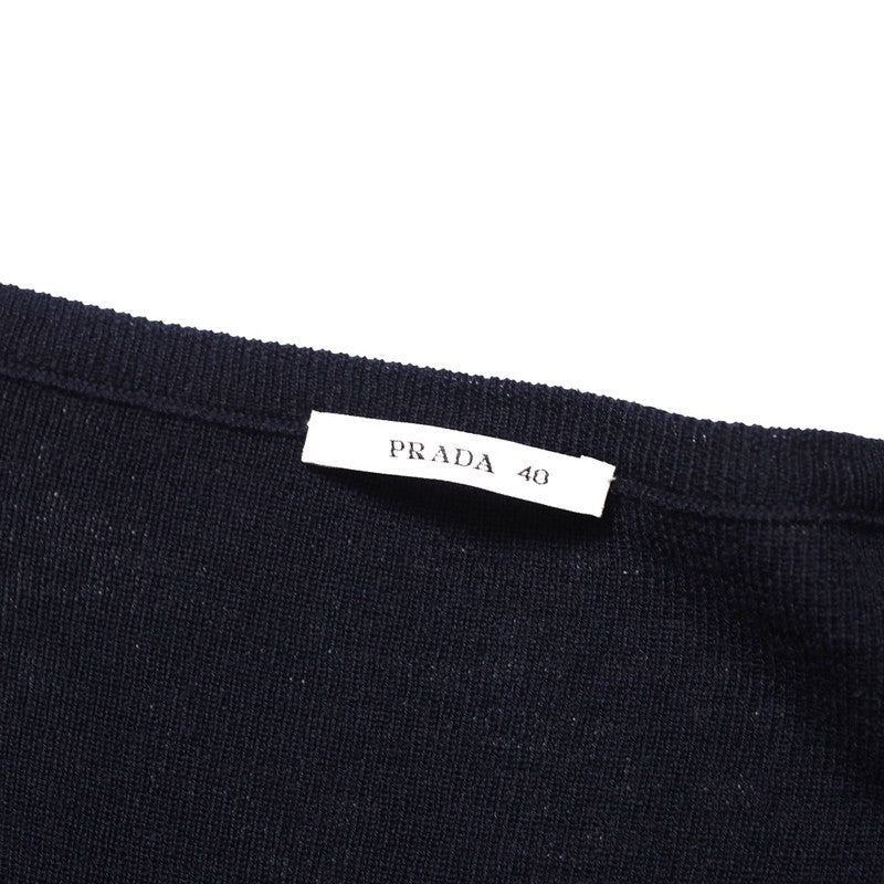 PRADA sweater P24621 1AGE knit Navy Women 40 Used Authentic