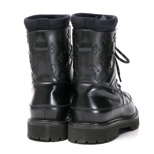 LOUIS VUITTON boots Leather x Rubber Monogram black Monogram landscape mens 8 Used Authentic