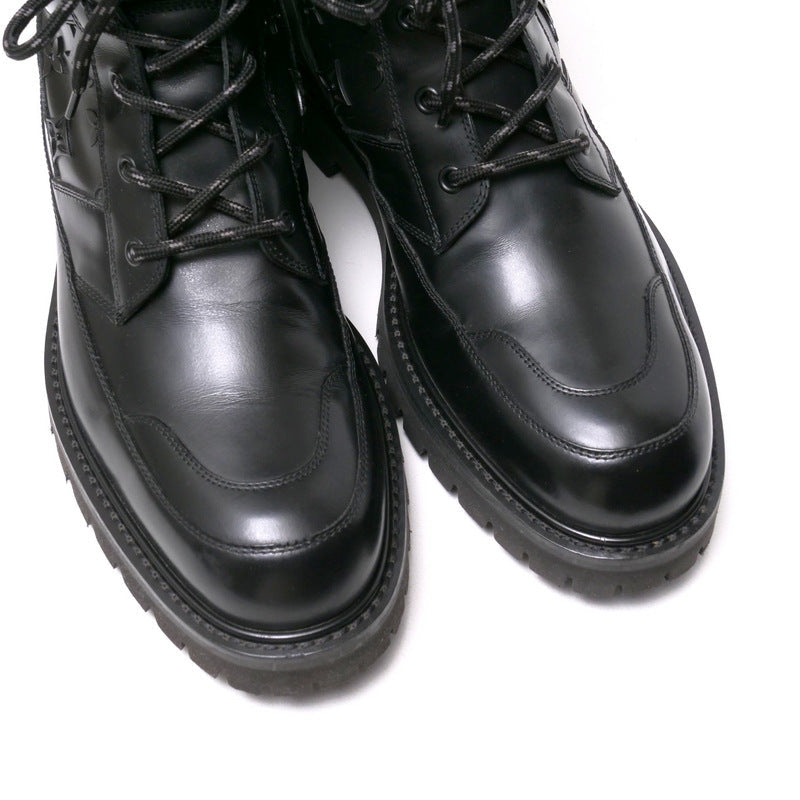 LOUIS VUITTON boots Leather x Rubber Monogram black Monogram landscape mens 8 Used Authentic