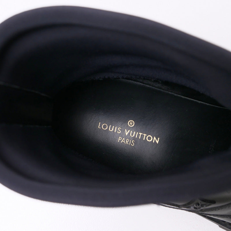 LOUIS VUITTON boots Leather x Rubber Monogram black Monogram landscape mens 8 Used Authentic