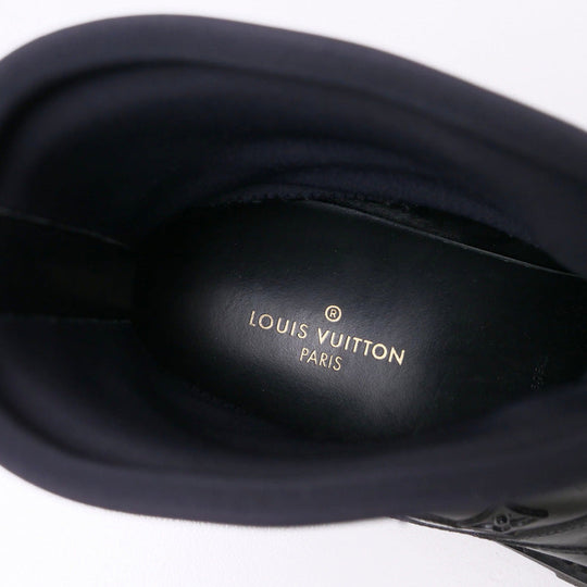 LOUIS VUITTON boots Leather x Rubber Monogram black Monogram landscape mens 8 Used Authentic