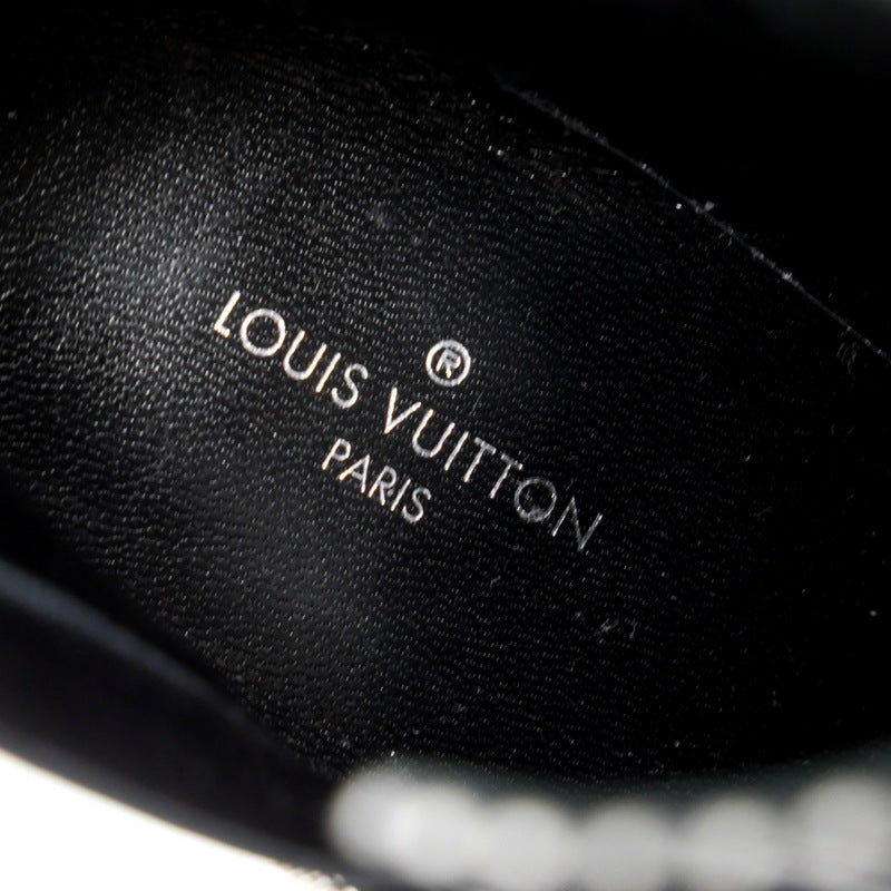 LOUIS VUITTON boots canvas dark gray x white Janet Women 36 Used Authentic