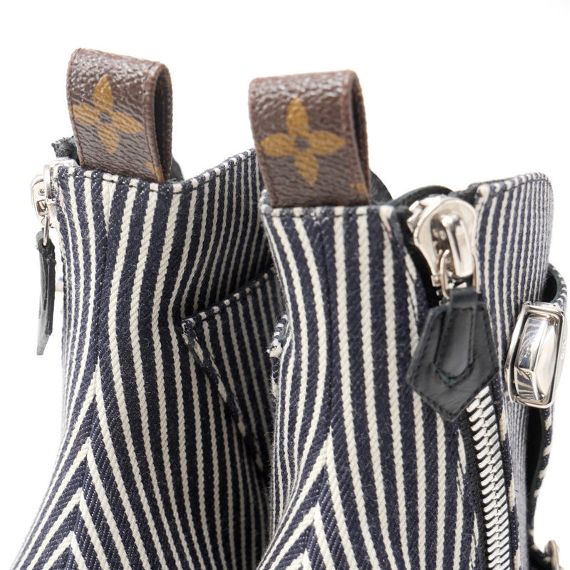 LOUIS VUITTON boots canvas dark gray x white Janet Women 36 Used Authentic