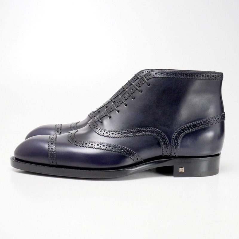 LOUIS VUITTON boots leather dark purple mens 7 1/2 Used Authentic