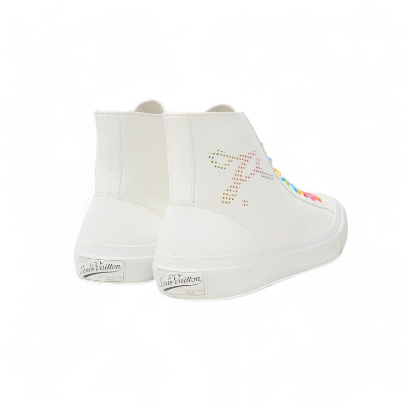 LOUIS VUITTON sneakers leather white Tattoo line mens 7 Used Authentic