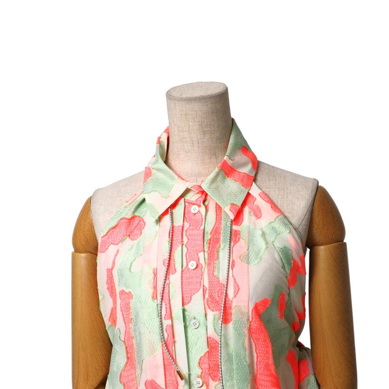 LOUIS VUITTON blouse RW101B WQBL49S2Y cotton Green/pink type Women 36 Used Authentic