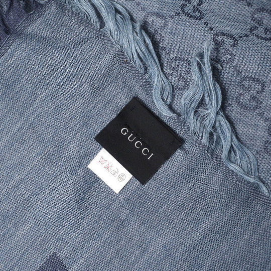 GUCCI shawl 283833 3G272 55% cotton, 45% silk Navy