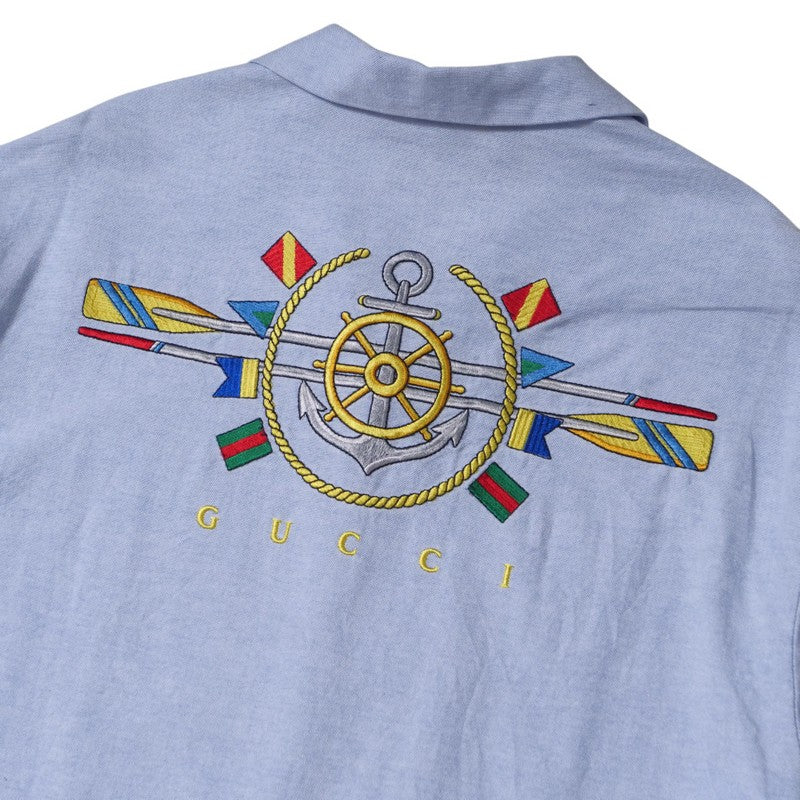 GUCCI Short sleeve shirt 604109 cotton blue mens 46 Used Authentic