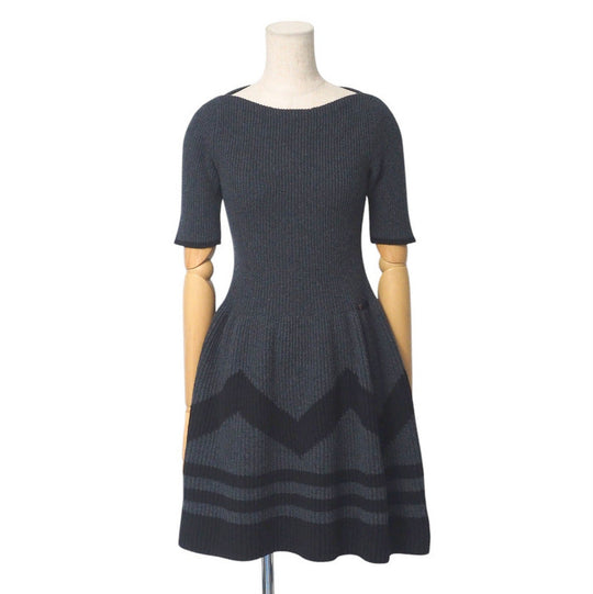 LOUIS VUITTON one piece RW132W knit Gray x black Women XS Used Authentic