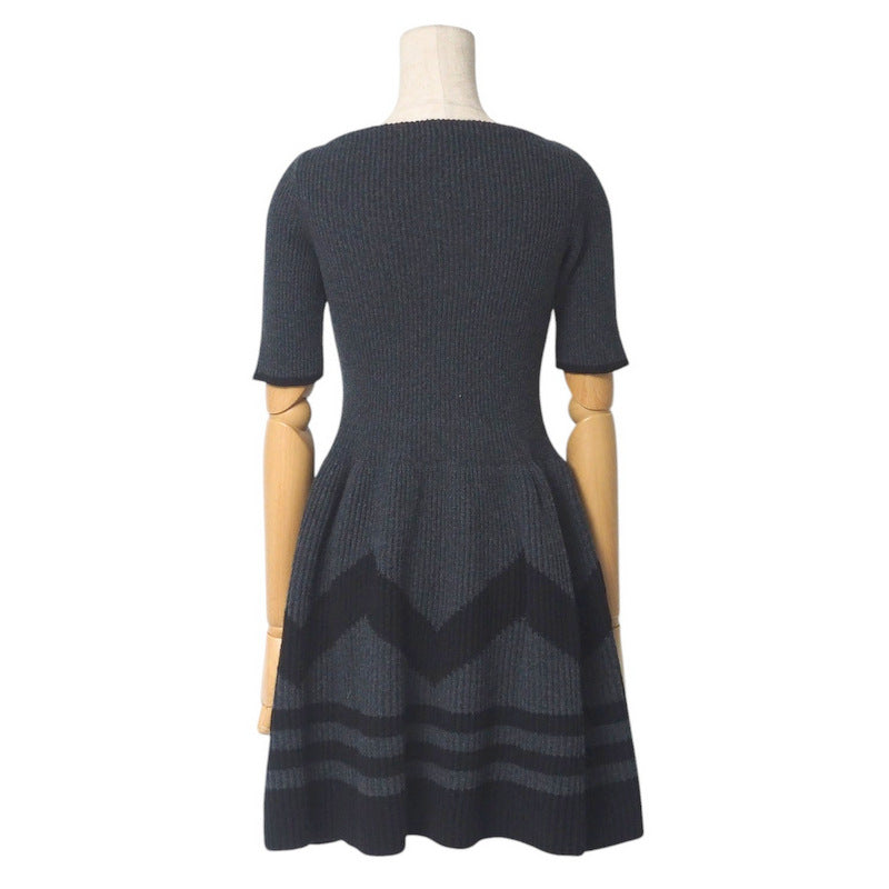LOUIS VUITTON one piece RW132W knit Gray x black Women XS Used Authentic