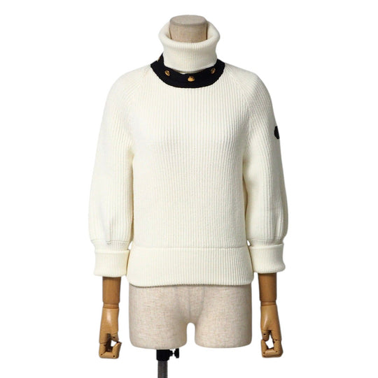 LOUIS VUITTON sweater FJKL15XZQ knit Bicolor white x black gold buttons Women S Used Authentic