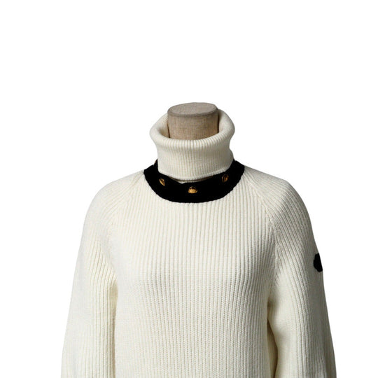 LOUIS VUITTON sweater FJKL15XZQ knit Bicolor white x black gold buttons Women S Used Authentic