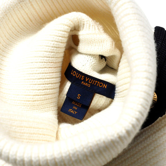 LOUIS VUITTON sweater FJKL15XZQ knit Bicolor white x black gold buttons Women S Used Authentic