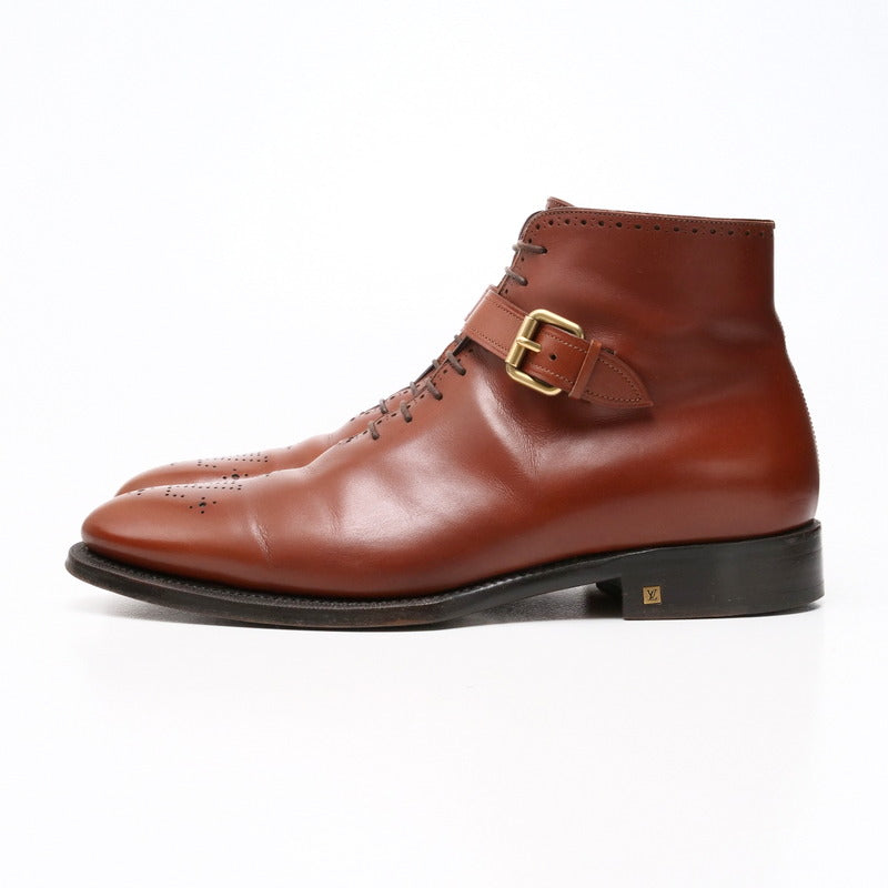 LOUIS VUITTON boots leather Brown mens 7 Used Authentic