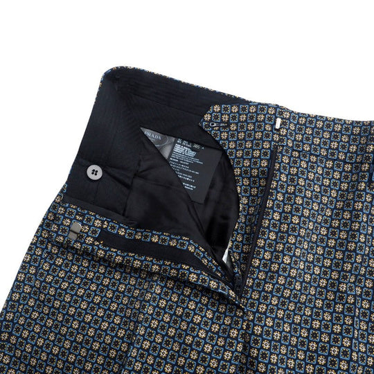 PRADA Pants P281D wool Blue x Black type Women 38S Used Authentic