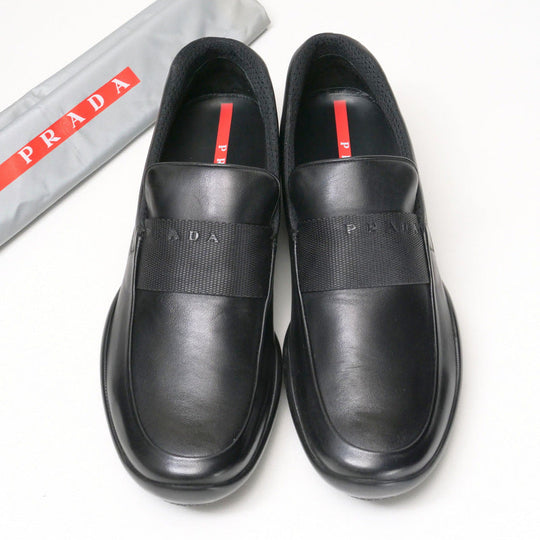 PRADA SPORTS Slip-on Genuine Leather black mens 6 Used Authentic