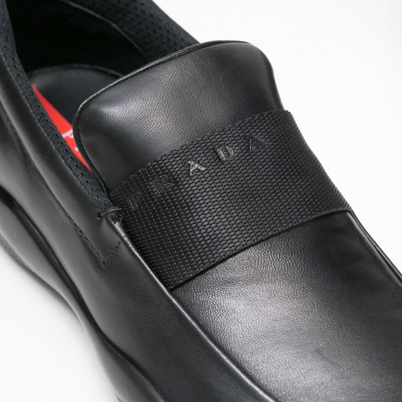PRADA SPORTS Slip-on Genuine Leather black mens 6 Used Authentic