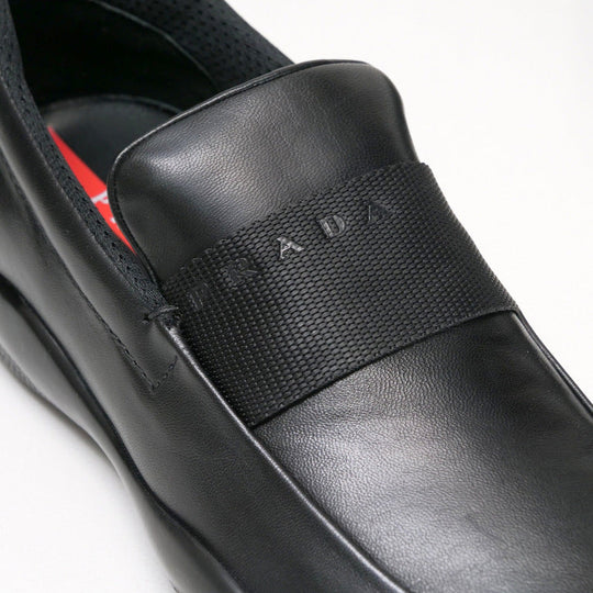 PRADA SPORTS Slip-on Genuine Leather black mens 6 Used Authentic