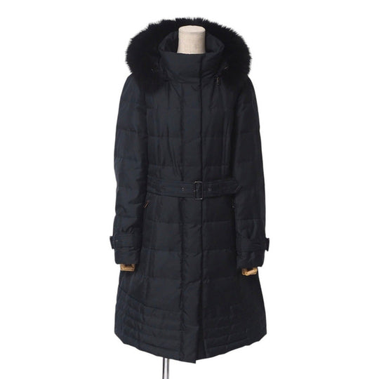 BURBERRY coat polyester black Women 44 Used Authentic