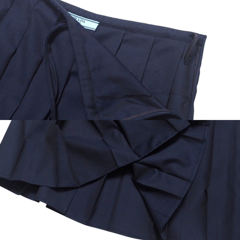 PRADA setup P522N/P145V wool Navy Women Jacket: 38, Skirt: 36S Used Authentic