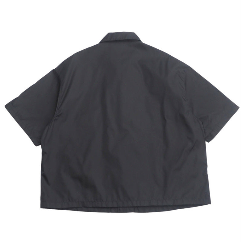 PRADA Short sleeve shirt SC449 S182 1WQ8 Nylon black mens M(180/96A) Used Authentic