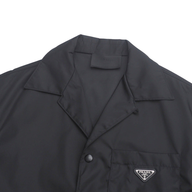 PRADA Short sleeve shirt SC449 S182 1WQ8 Nylon black mens M(180/96A) Used Authentic