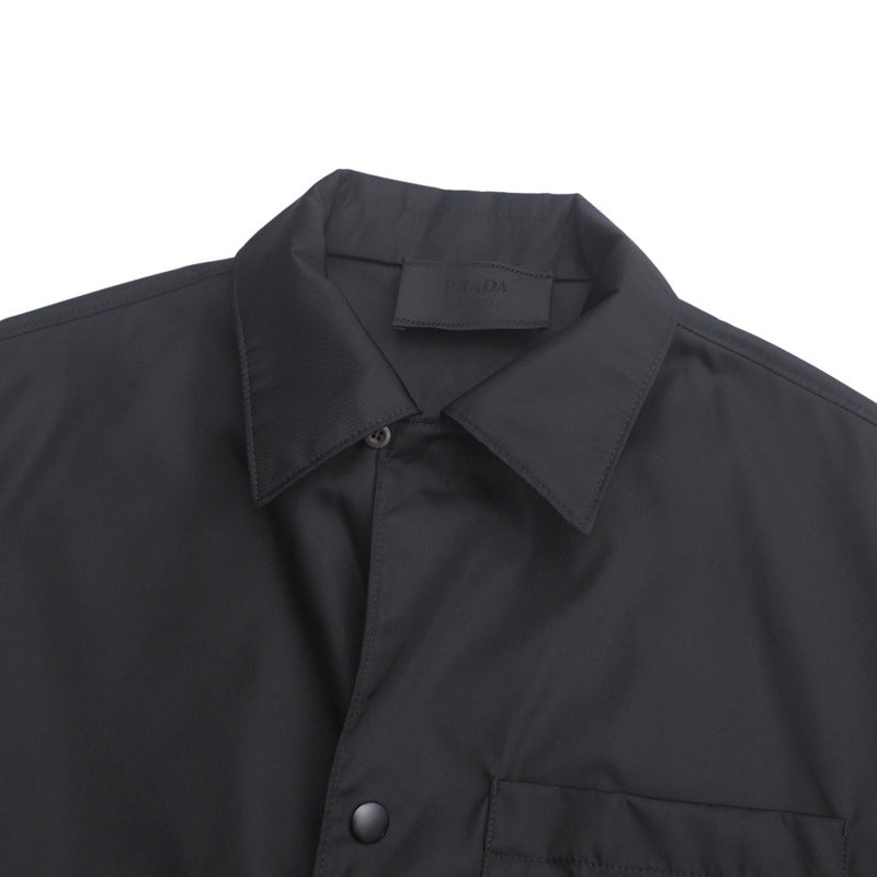 PRADA Short sleeve shirt SC449 S182 1WQ8 Nylon black mens M(180/96A) Used Authentic