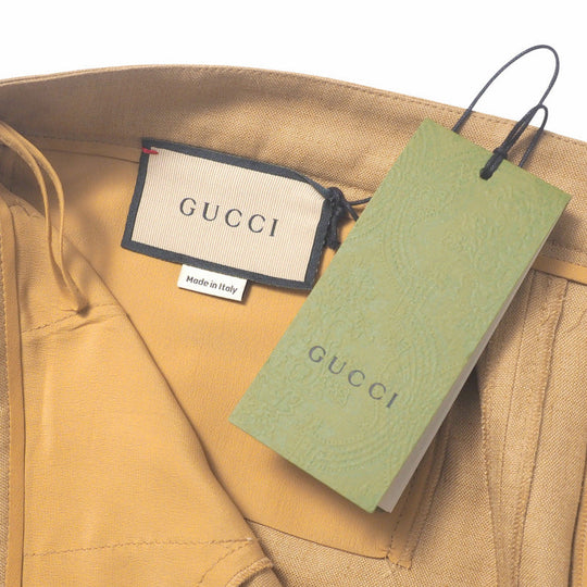 GUCCI skirt 691800 86% rayon, 14% linen Ocher system Women 44 Used Authentic
