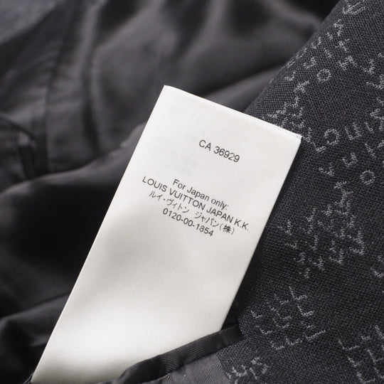 LOUIS VUITTON tailored jacket wool gray Damier spread mens 52 Used Authentic